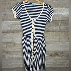 Sprouts by Vicky Vaughn XS vintage nautical striped button down dress